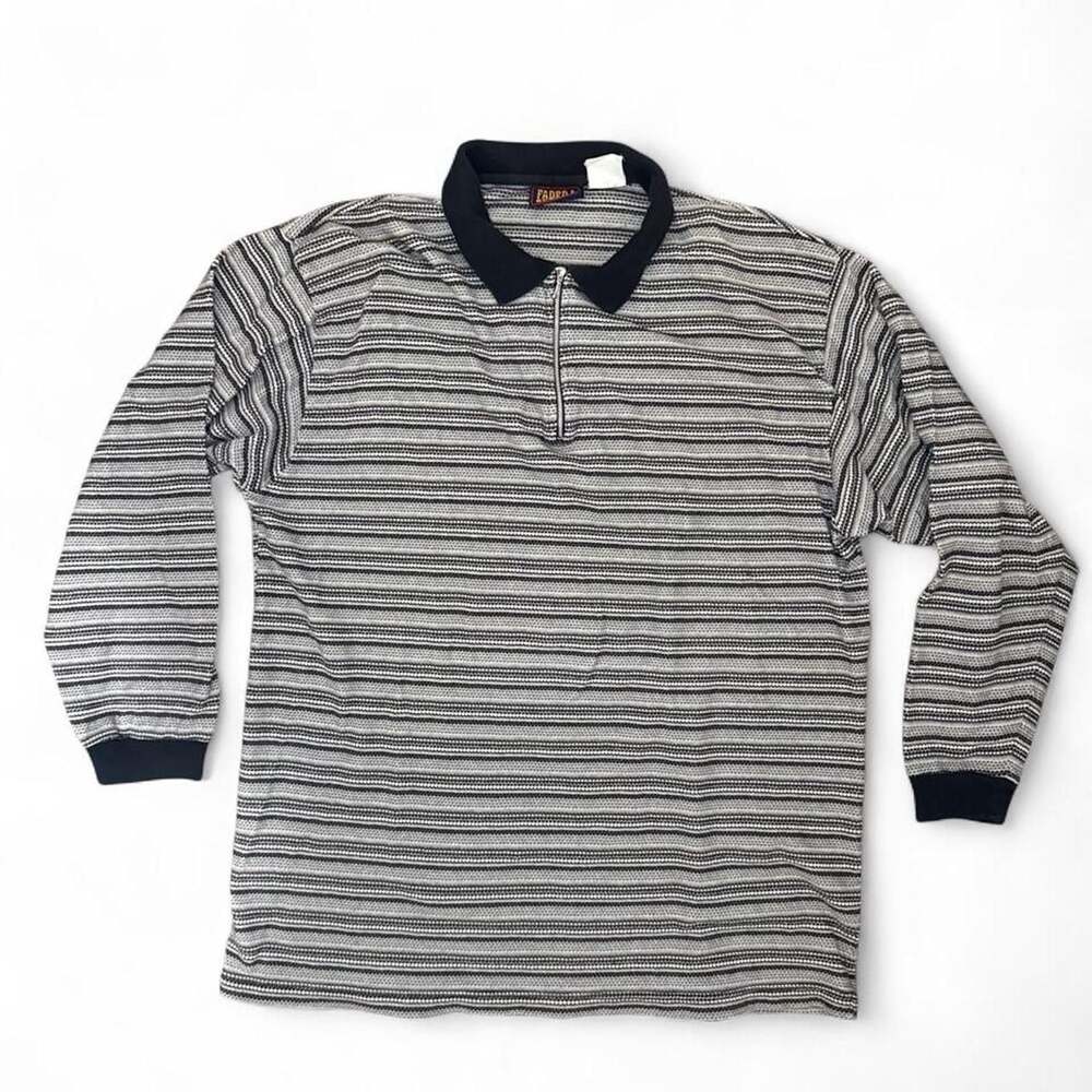 Faded Glory Vintage 90s Y2K Striped Quarter Zip Pullover Sweater XL